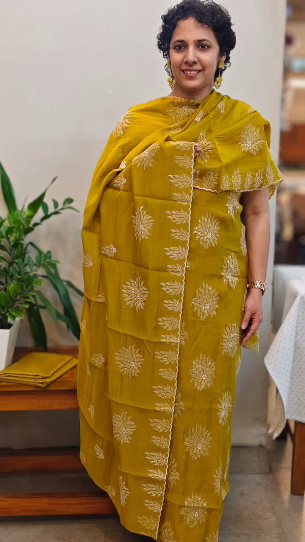 Mustard muslin salwar suit - HT49