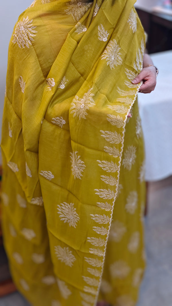 Mustard muslin salwar suit - HT49