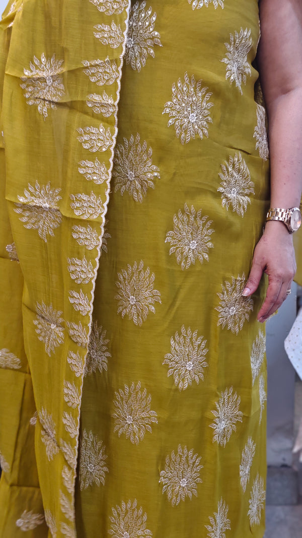 Mustard muslin salwar suit - HT49