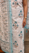 Off white and Blue blended Linen suit