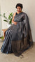 Dark Grey Linen silk saree- DR42