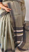 Light grey Linen silk saree - DR42