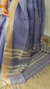 Dark Lavender Linen silk saree - DR42