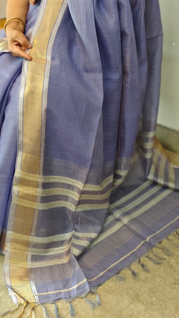 Dark Lavender Linen silk saree - DR42