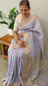 Light Lavender linen silk saree - DR42