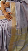 Light Lavender linen silk saree - DR42