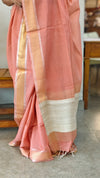 Peach linen silk saree - DR42