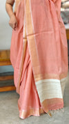 Peach linen silk saree - DR42