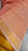 Peach linen silk saree - DR42