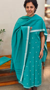 Teal green Handloom cotton suit