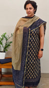 Blue and beige chanderi salwar suit