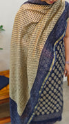 Blue and beige chanderi salwar suit