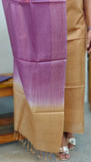 Beige and Purple Lined tussar silk suit
