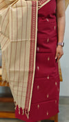 Maroon and Beige handloom cotton suit