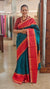 Peacock Green and Dark Red Raw Silk Saree - SRW6