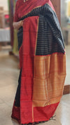 Black and maroon zari woven raw silk saree - SRW6