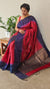 Dark red and navy blue zari woven raw silk saree - SRW6
