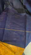 Dark red and navy blue zari woven raw silk saree - SRW6