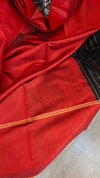 Black and maroon zari woven raw silk saree - SRW6
