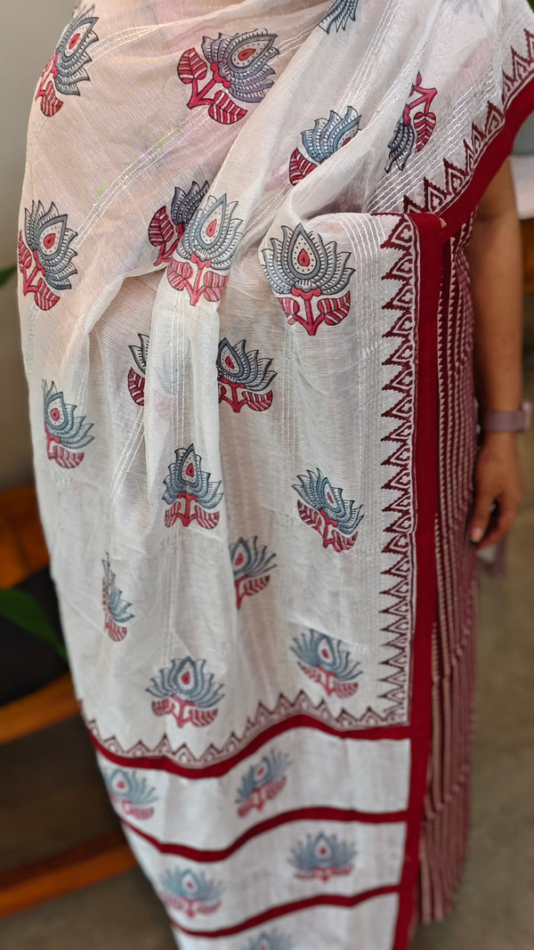 Maroon and white cotton suit -1
