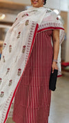 Maroon and white cotton suit - 3