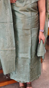 Sea green tussar silk suit
