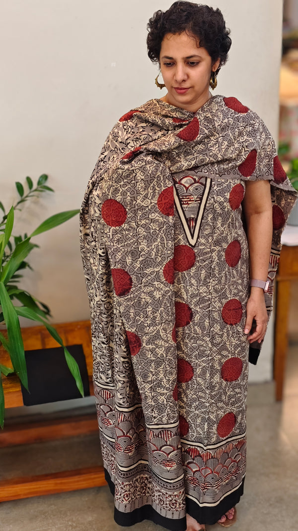 Grey and maroon modal cotton suit