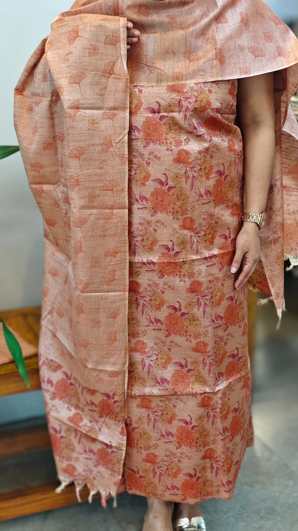 Nude peach Blended tussar suit