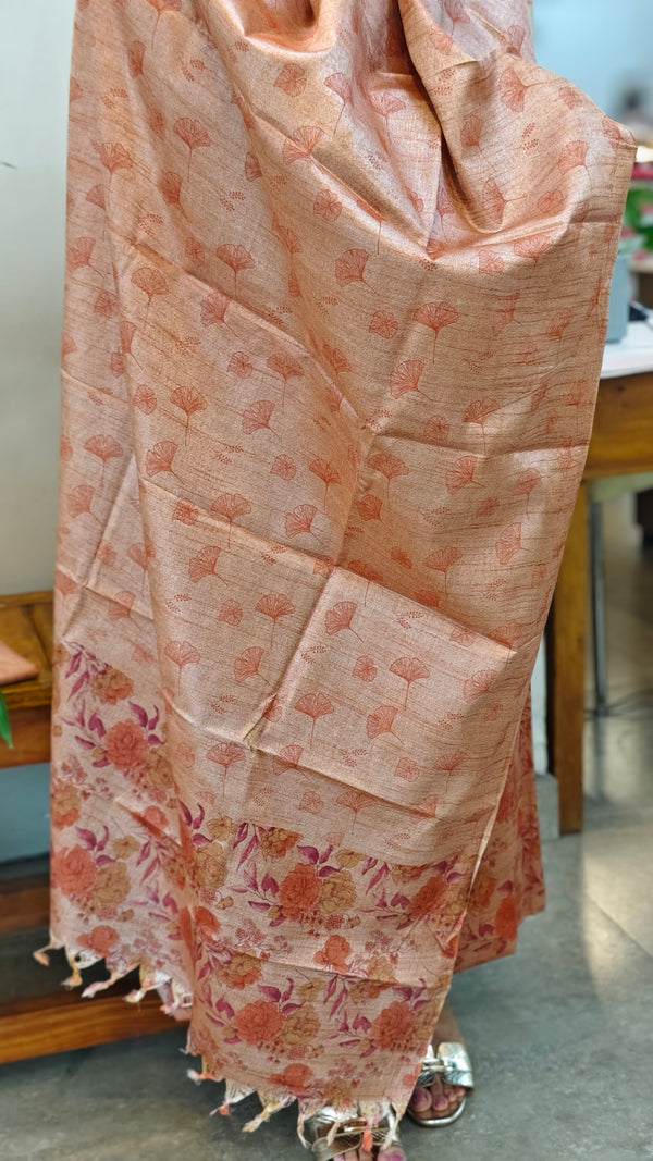 Nude peach Blended tussar suit