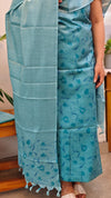 Peacock blue blended tussar suit