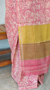 Peach Printed Silky kota saree with Pita work - D229