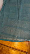 Teal Blue Silky kota saree with hand pita embroidery - D229