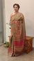 Olive green printed Silky kota saree with hand pita embroidery - D229