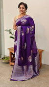 Deep Violet Banarasi Silk Saree - BLM8