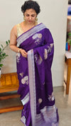 Deep Violet Banarasi Silk Saree - BLM8