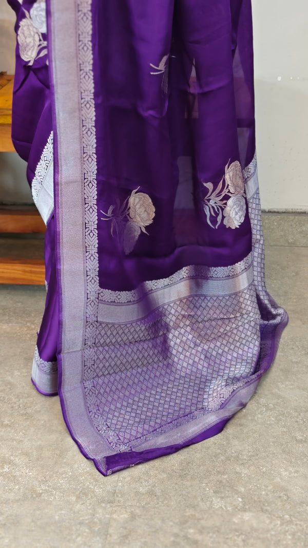 Deep Violet Banarasi Silk Saree - BLM8