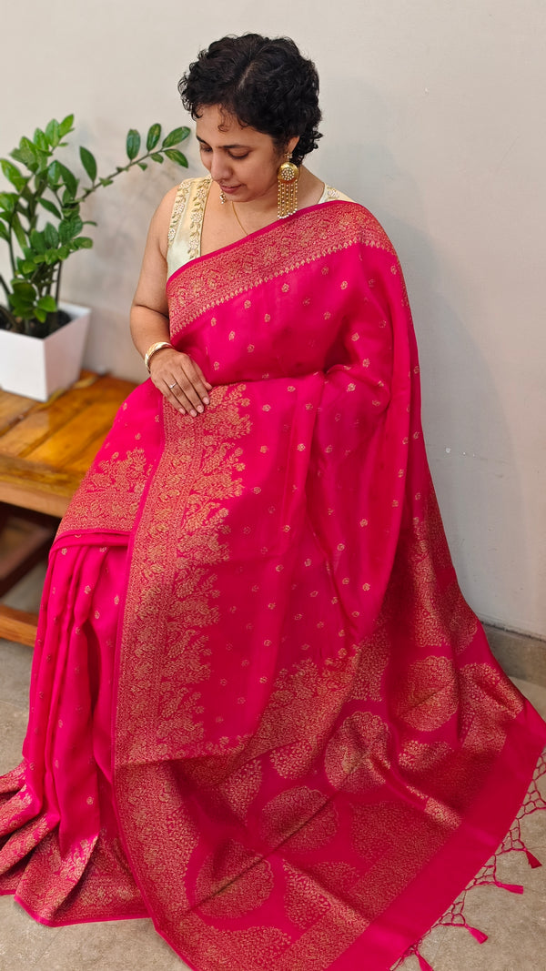 Rani Pink banarasi silk saree - BLM8