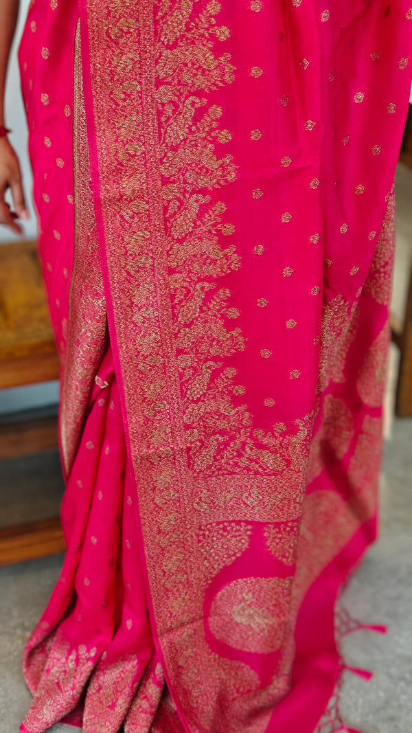 Rani Pink banarasi silk saree - BLM8