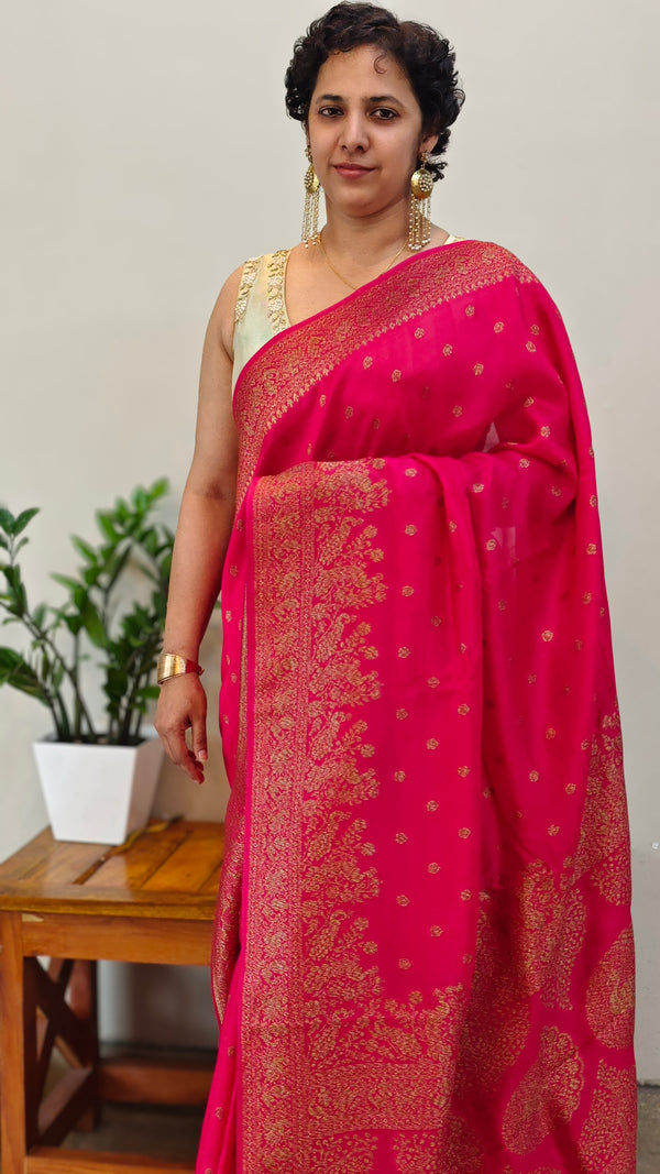 Rani Pink banarasi silk saree - BLM8