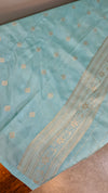 Ice Blue Chinon Banarasi Saree - BLM8