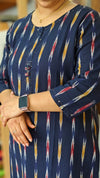 Blue cotton 2 piece kurti set