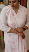 Baby pink cotton 2 piece kurti set