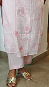 Baby pink cotton 2 piece kurti set