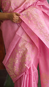 Pink Embroidered Tussar Silk Saree - GF3A