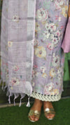 Lavender floral printed linen cotton suit - JR39