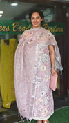 Lilac Floral Printed Linen Cotton Salwar Suit - JR39