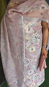 Lilac Floral Printed Linen Cotton Salwar Suit - JR39
