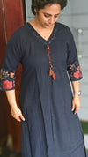 Dark blue cotton 2 piece kurti set