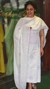 Off white and lavender cotton chikankari suit - NS21