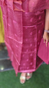 Deep Pink tussar silk suit